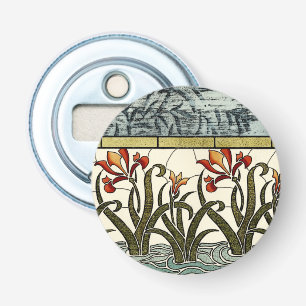 Stained Glass Flowers with Tan Border Bottle Opener