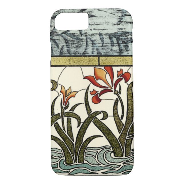 Stained Glass Flowers with Tan Border Case-Mate iPhone Case (Back)