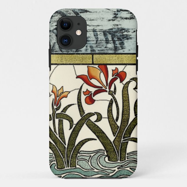 Stained Glass Flowers with Tan Border Case-Mate iPhone Case (Back)