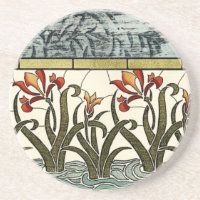 Stained Glass Flowers with Tan Border