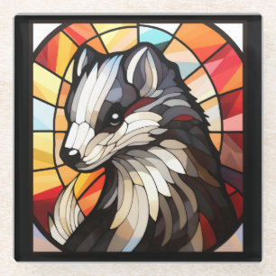 Stained Glass Forest Friend Skunk Coaster