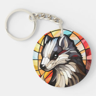 Stained Glass Forest Friend Skunk Keychain