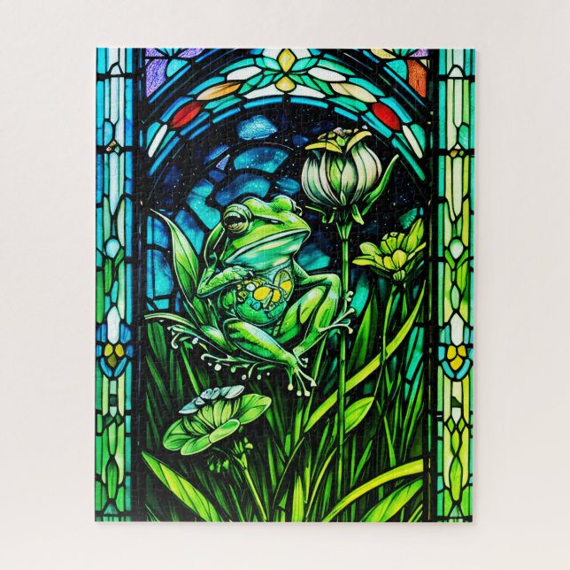 Stained Glass Frog Jigsaw Puzzle (Vertical)