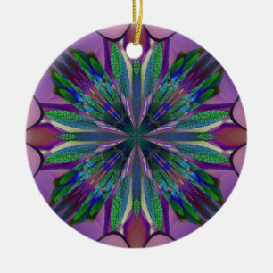 Stained Glass Gardenia Ceramic Ornament