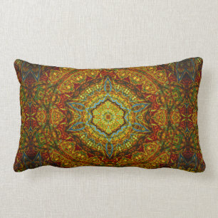 Stained Glass Gas Ring Mandala Pillow