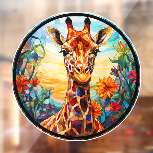 Stained Glass Giraffe Digital Art Window Cling