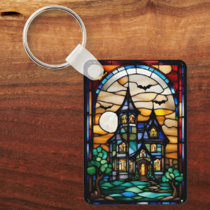 Stained Glass Gothic Home Keychain