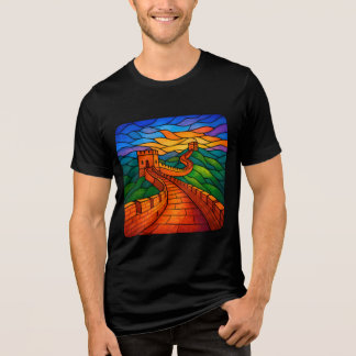 Stained Glass Great Wall of China T-Shirt Tri-Blend Shirt