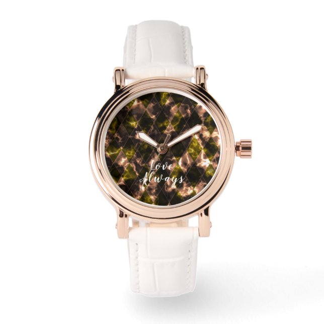 Stained Glass Green Brown Watch (Front)