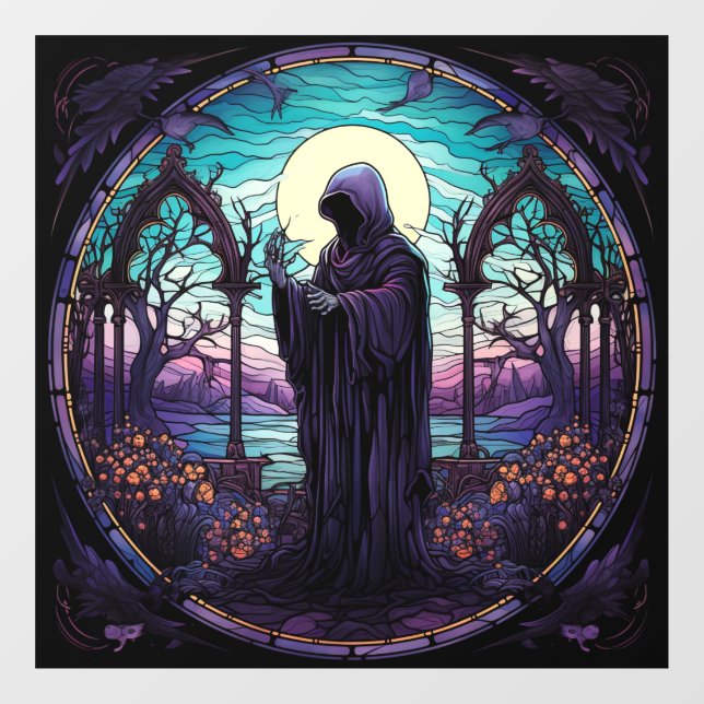 Stained Glass Grim Reaper Window Cling (Sheet)