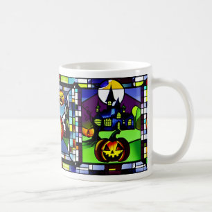 Stained Glass Halloween Haunted House Mug
