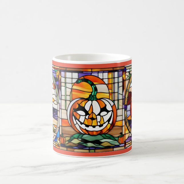 Stained Glass Halloween Pumpkin Mug (Center)