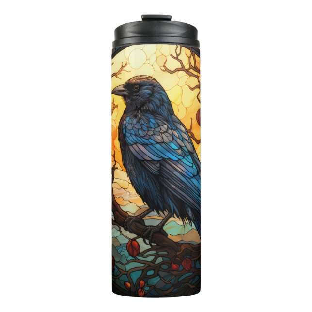 Stained Glass Halloween Raven Tumbler  (Front)