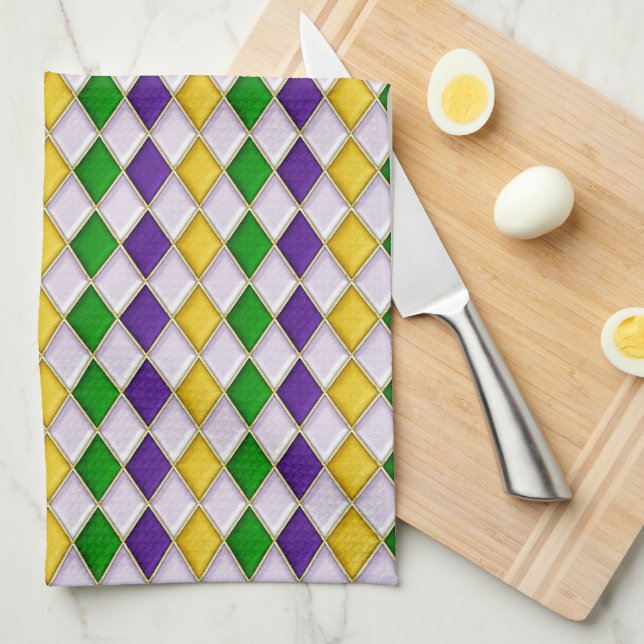 Stained Glass Harlequin Kitchen Towel (Quarter Fold)