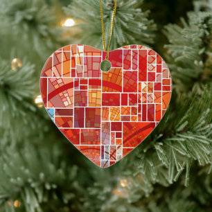Stained Glass Heart Ceramic Ornament