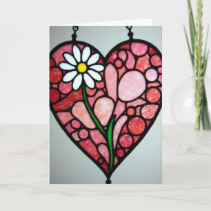 Stained Glass Heart Daisy Card