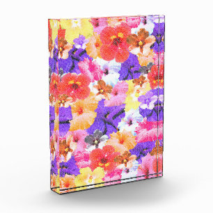 Stained Glass Hibiscus Flowers, Photo Block
