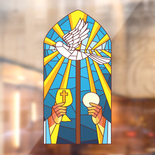 Stained Glass Holy Mass Host And Chalice Window Cling