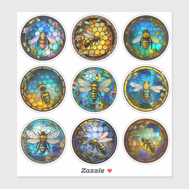 Stained Glass Honey Bees (Sheet)