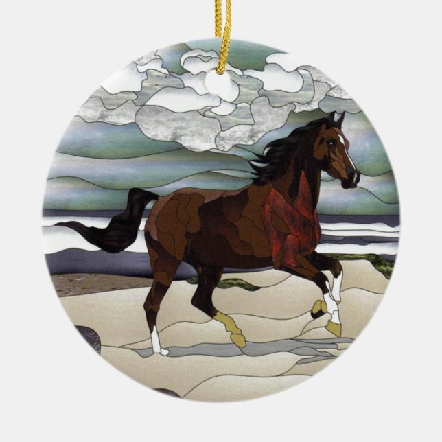 Stained glass horse ceramic ornament (Front)