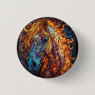 Stained Glass Horse Design 1 Inch Round Button