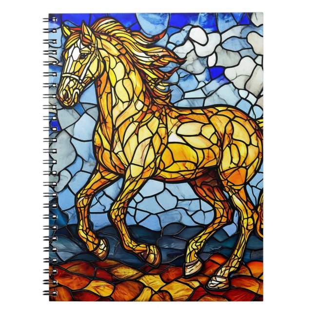 🐴 Stained Glass Horse Notebook Gift Journal Art (Front)