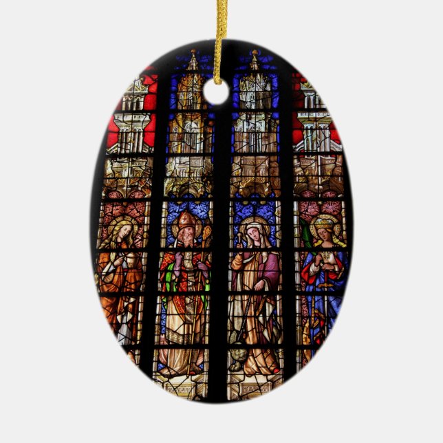 Stained glass in a church in Aix en Provence Ceramic Ornament (Front)