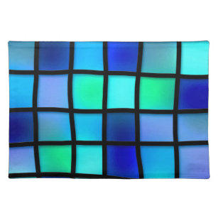 Stained glass in blue placemat