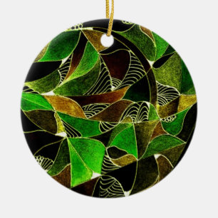 Stained glass in greens ornament