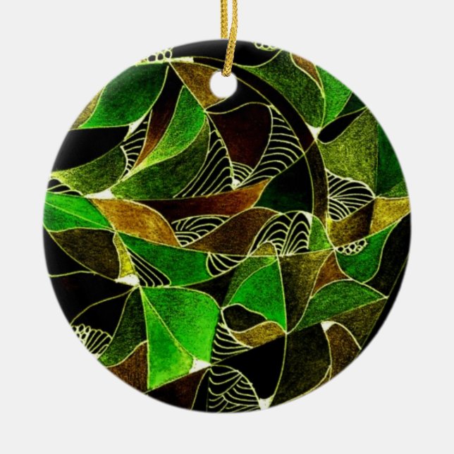 Stained glass in greens ornament (Front)