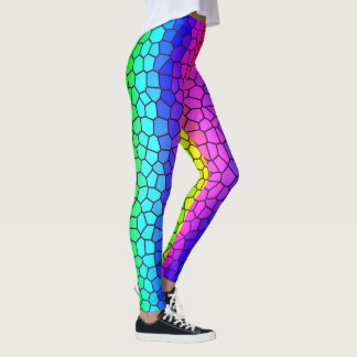 Stained Glass Inspired Rainbow Colour Leggings