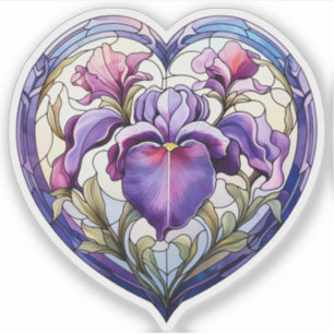 Stained Glass Iris Heart
