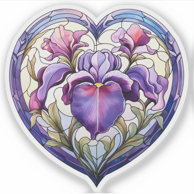 Stained Glass Iris Heart (Front)