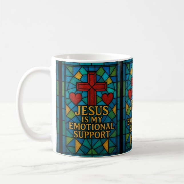Stained Glass Jesus Christian Gift Coffee Mug (Left)