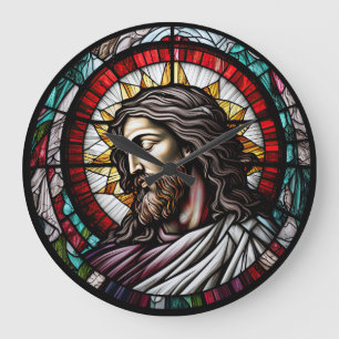 Stained Glass Jesus Design Clock