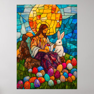 Stained Glass Jesus Easter Egg Poster
