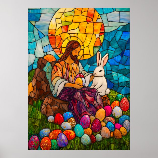 Stained Glass Jesus Easter Egg Poster (Front)