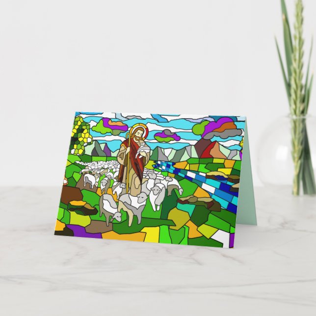 stained glass jesus greeting card (Front)