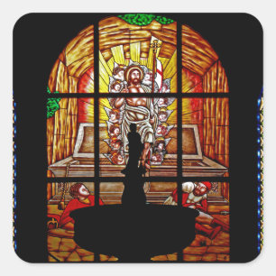 stained glass jesus square sticker