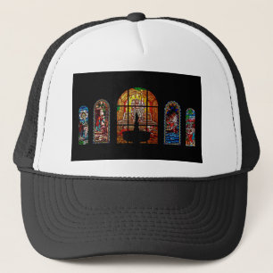 stained glass jesus trucker hat