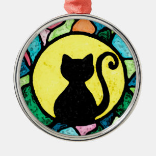 Stained Glass Kitty Watercolor ornament