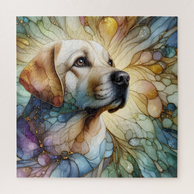 Stained glass Labrador dog vibrant abstract art Jigsaw Puzzle (Vertical)