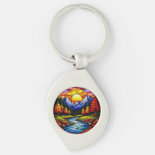 Stained Glass Landscape Keychain