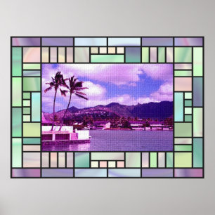 Stained Glass Landscape Poster
