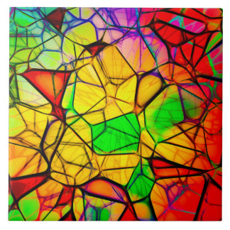 Stained Glass Large (6" X 6") Ceramic Photo Tile