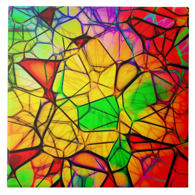 Stained Glass Large (6" X 6") Ceramic Photo Tile (Front)