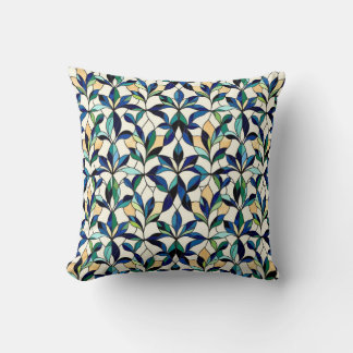Stained Glass Leaf Throw Pillow