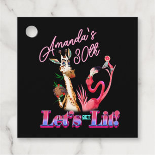Stained Glass Let's Get Lit Cocktail Birthday Favour Tags