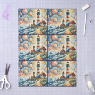 Stained Glass Lighthouse Decoupage Tissue Paper