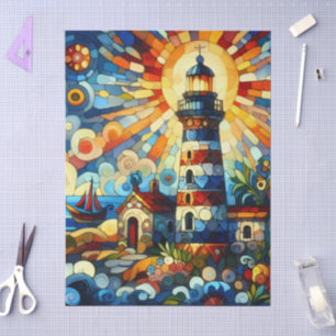 Stained-Glass Lighthouse Nautical Decoupage  Tissue Paper